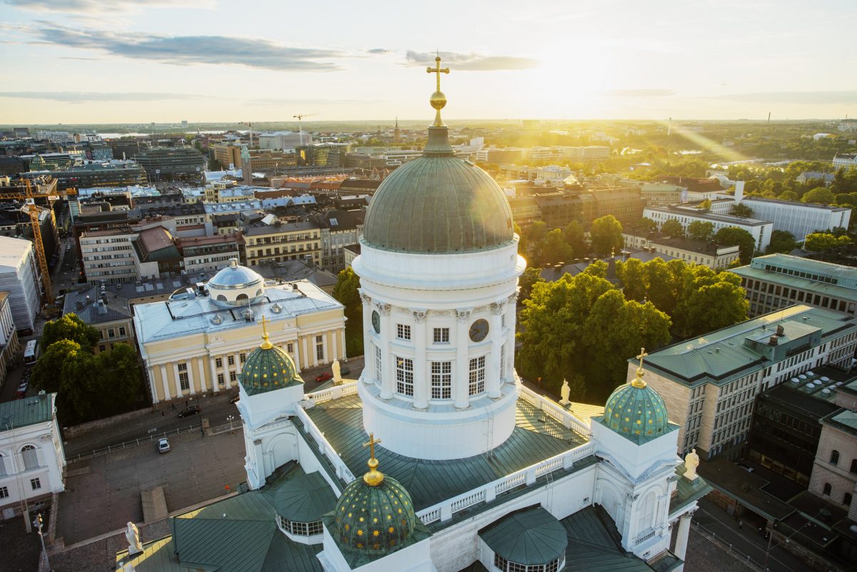 Aerial view over Helsinki Cathedral
